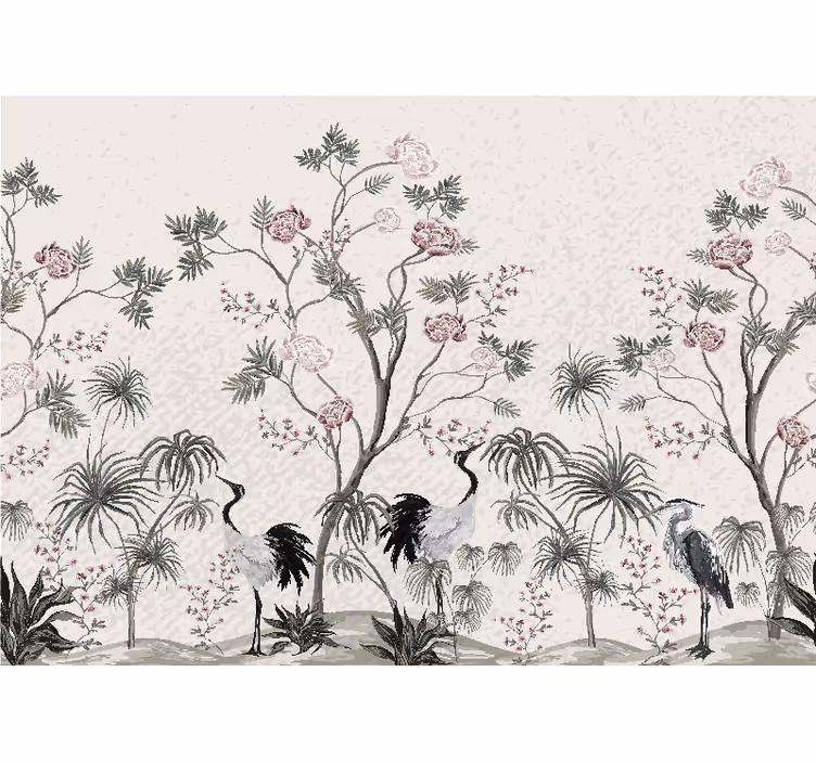 Wall mural animals elegant crane scene - TenStickers