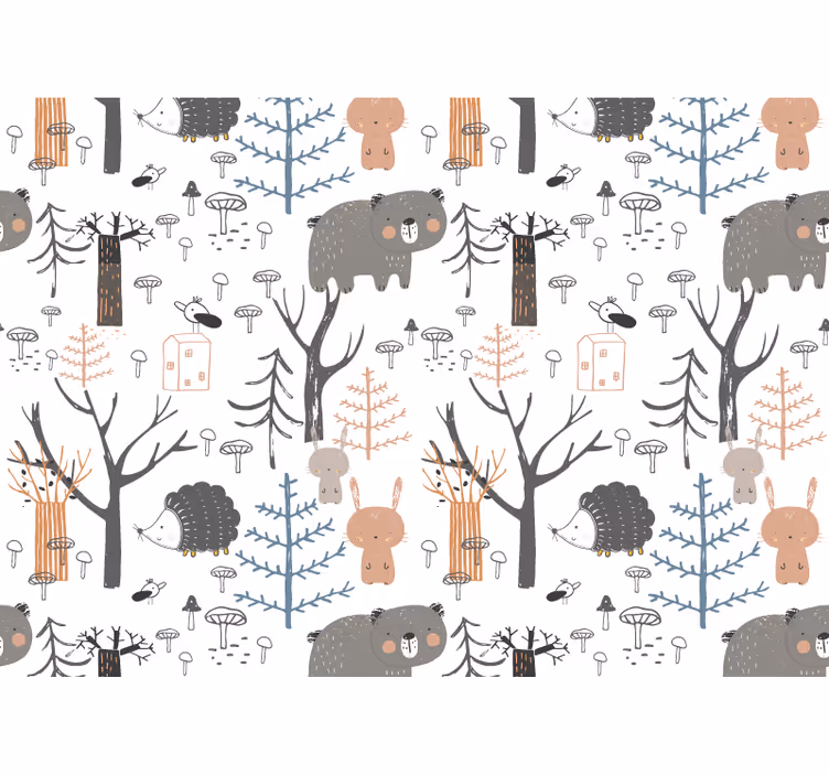 Forest animals theme wall mural nursery - TenStickers