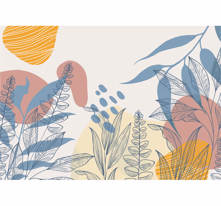 Nature wall mural with artistic plant designs - TenStickers