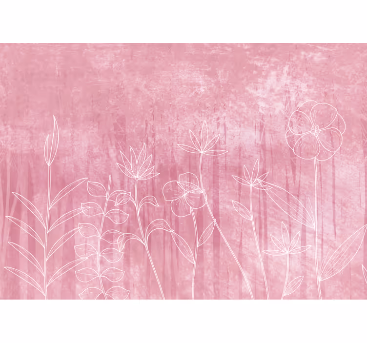 Flowers wall mural delicate floral outline - TenStickers