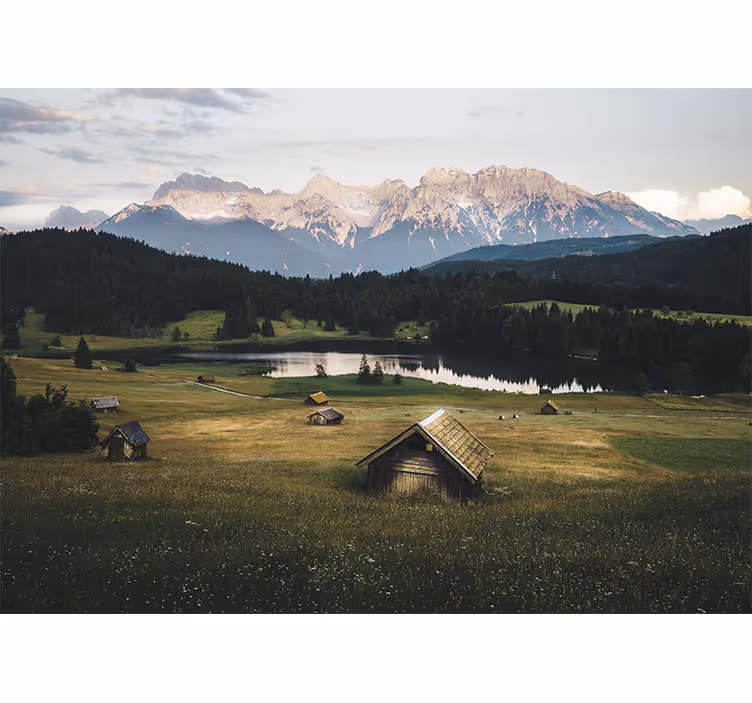 Landscape wall mural serene mountain scene - TenStickers