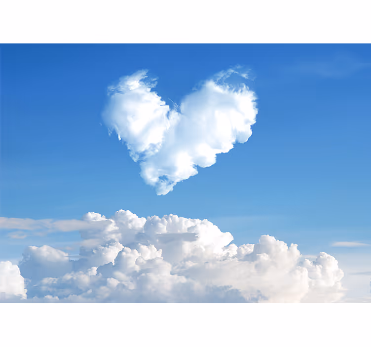 Love wall mural heart-shaped clouds - TenStickers