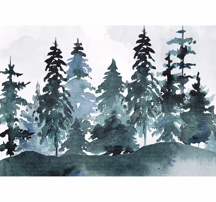 Nature wall mural majestic pine landscape - TenStickers