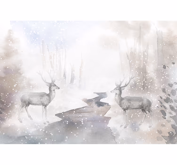 Wall mural animals majestic deer encounter - TenStickers