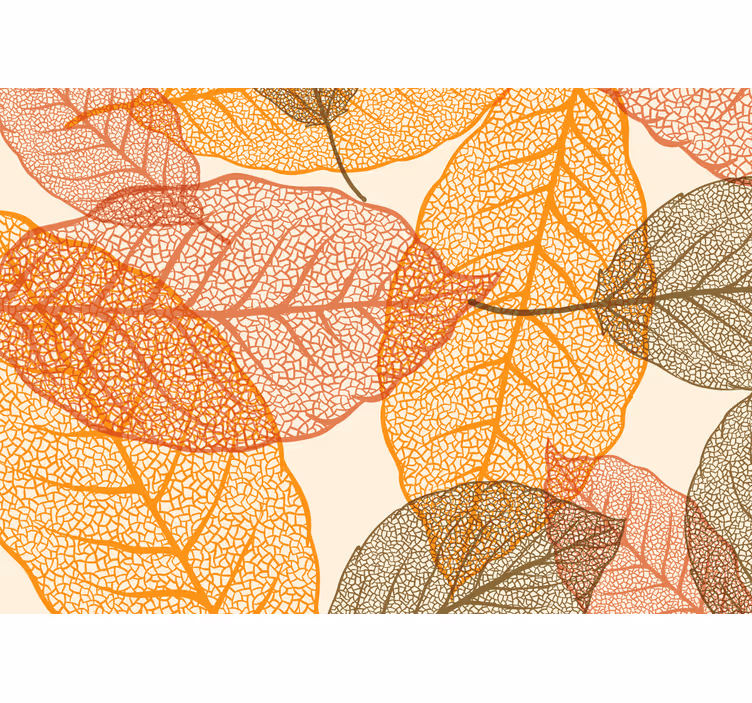 Nature wall mural with detailed leaf designs - TenStickers