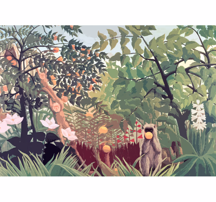 Master bedroom mural tropical monkeys at ease - TenStickers