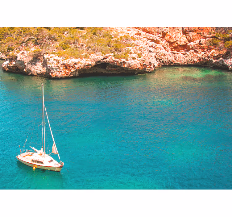 Sailing boat ocean sea wall mural - TenStickers