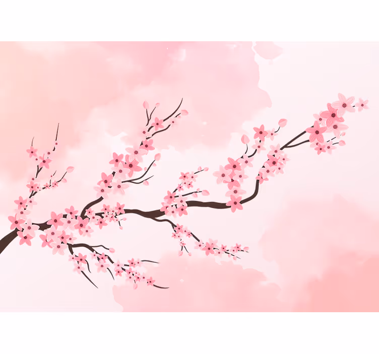 Flowers wall mural cherry blossom sprig - TenStickers