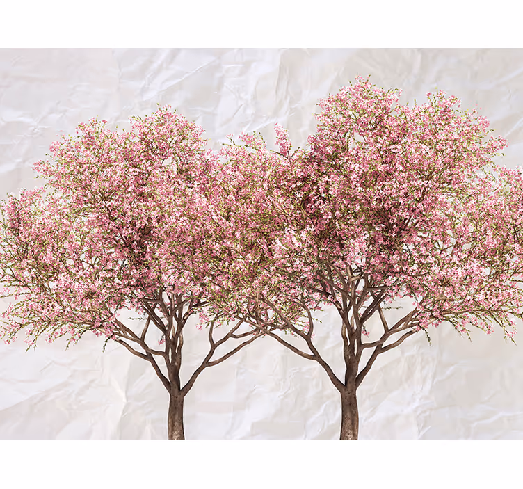 Blooming Pink Trees flowers wall mural - TenStickers