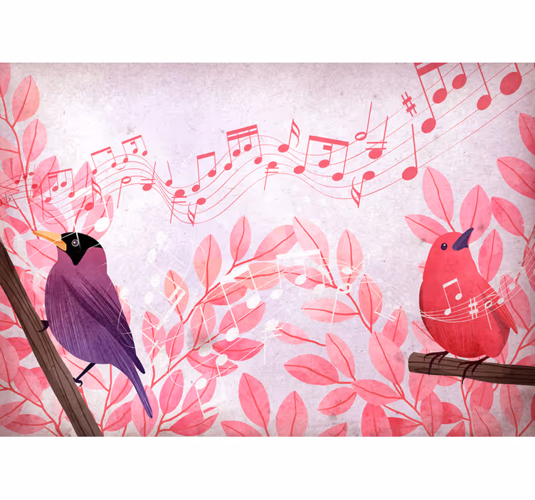 Wall mural animals musical birds singing - TenStickers