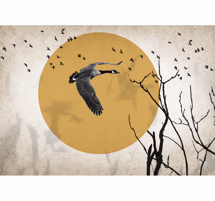 Wall mural animals flying goose silhouette - TenStickers