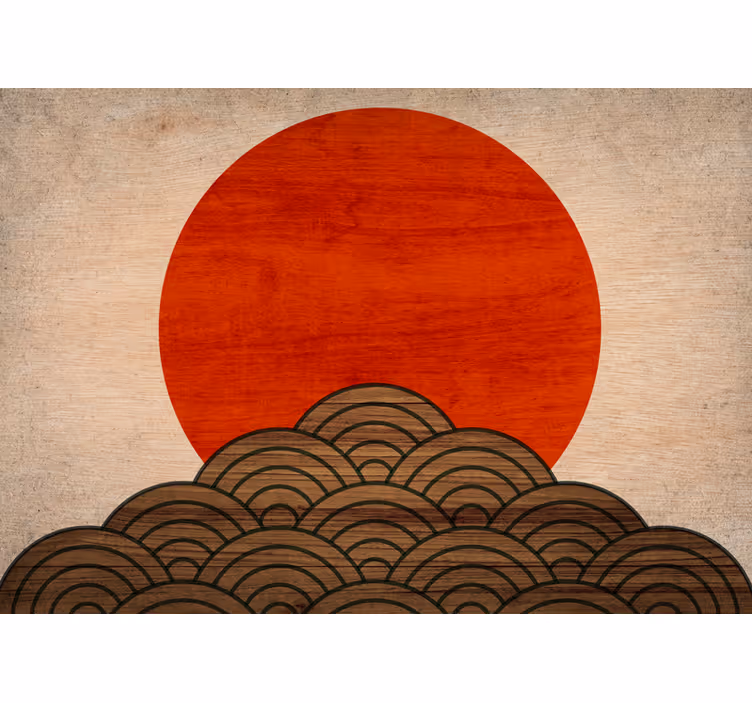 Wall mural animals red sun waves - TenStickers