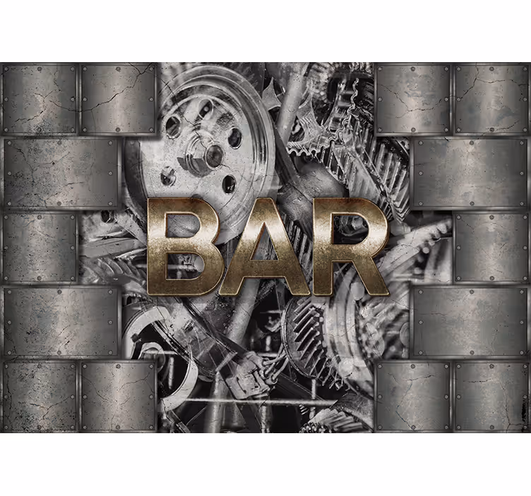Urban art wall mural industrial gear typography - TenStickers