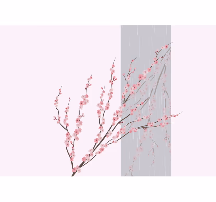 Gentle pink flowers flowers wall mural - TenStickers