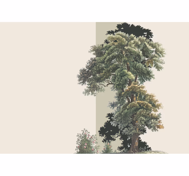 Nature wall mural colorful leafy landscape - TenStickers
