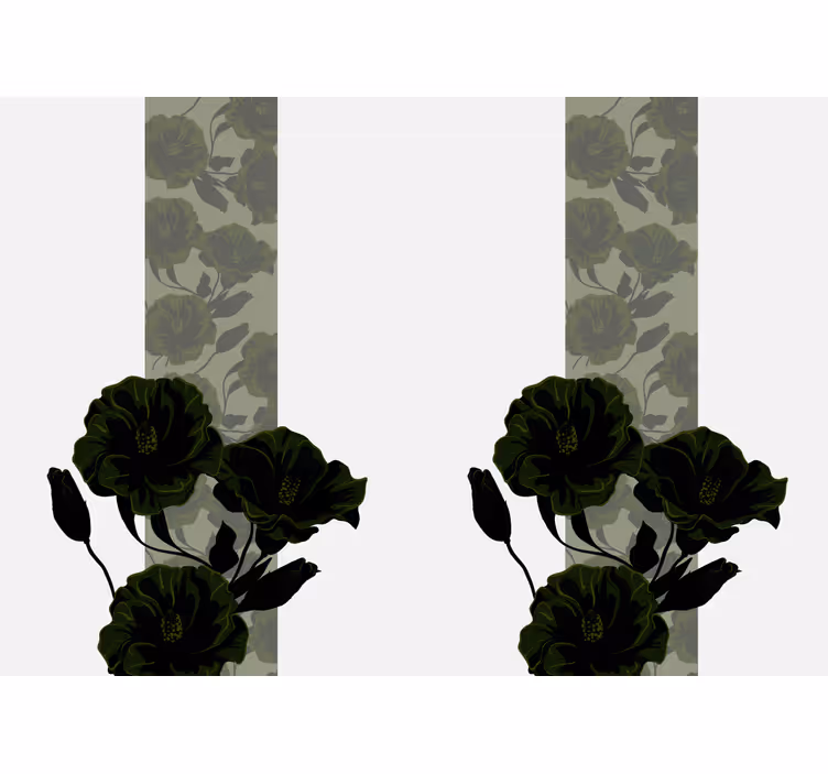 Elegant black flowers flowers wall mural - TenStickers