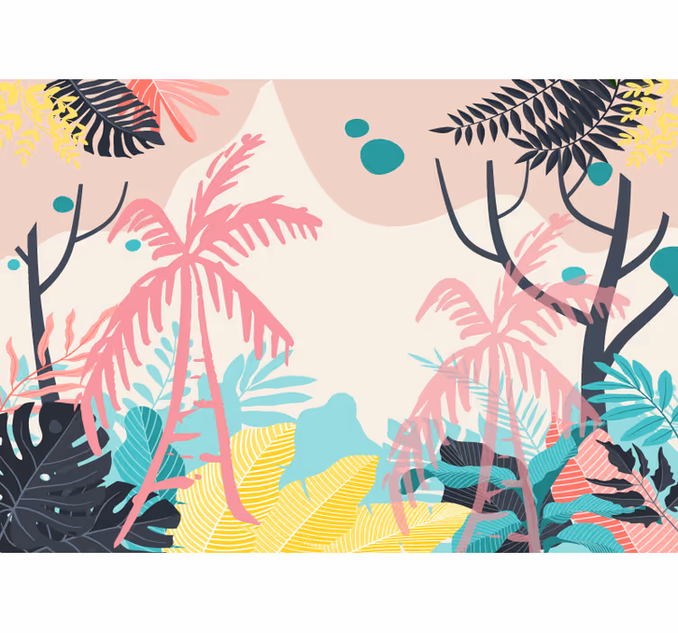 Nature wall mural tropical plant life - TenStickers