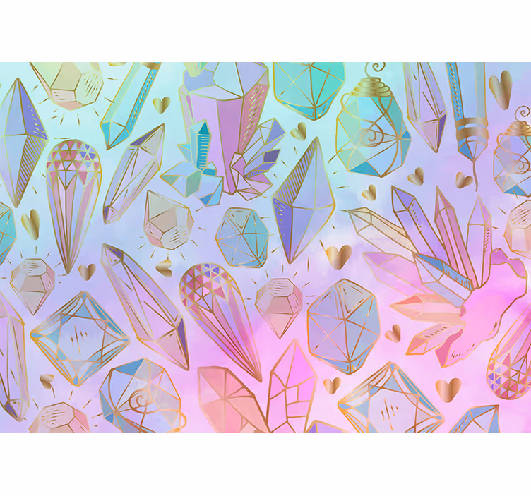 Wall mural painting geometric gemstones design - TenStickers