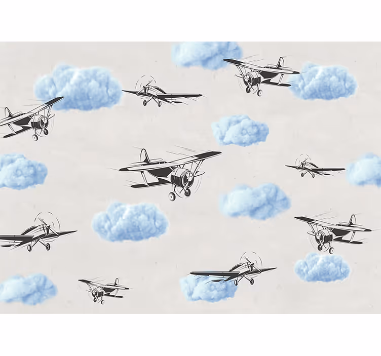 Automotive wall murals flying vintage planes - TenStickers