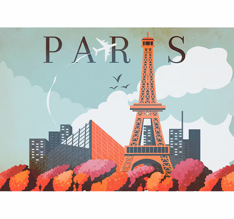 Wall mural paris eiffel tower skyline - TenStickers