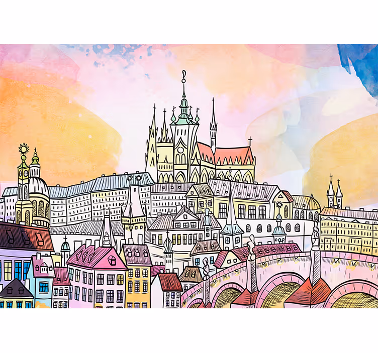 Wall mural city prague castle view - TenStickers