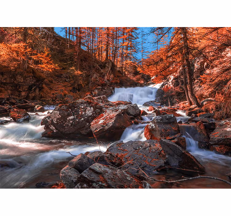 Cascading rocky stream mountain wall mural - TenStickers