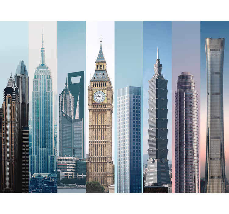 City buildings wall mural wallpaper - TenStickers