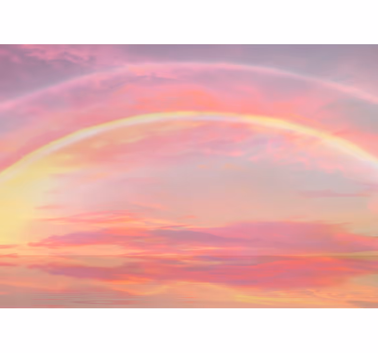 Pink sky with rainbow children's wall mural - TenStickers