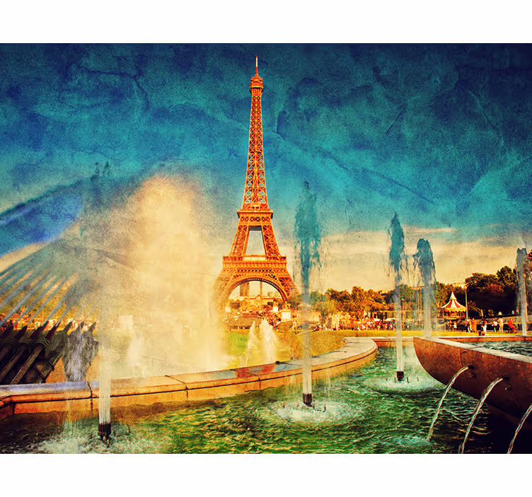 Eiffel Textured Vista wall mural paris - TenStickers