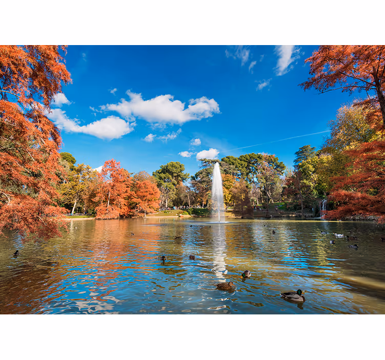 Fall Lakeside View lake mural wallpaper - TenStickers