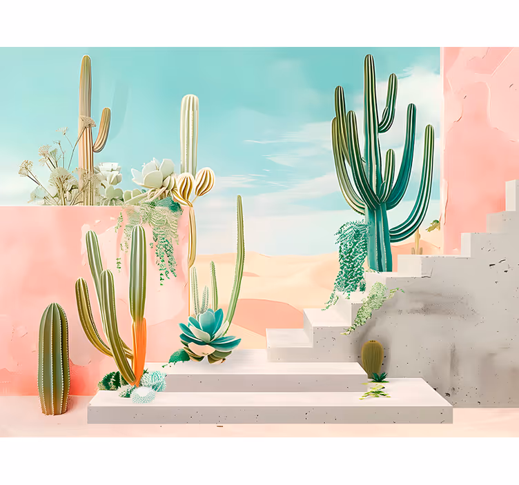 Scenic cactus landscape desert wall mural - TenStickers