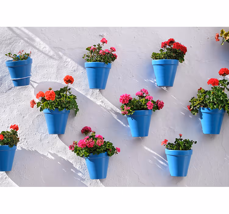 Floral Hanging Pots flowers wall mural - TenStickers