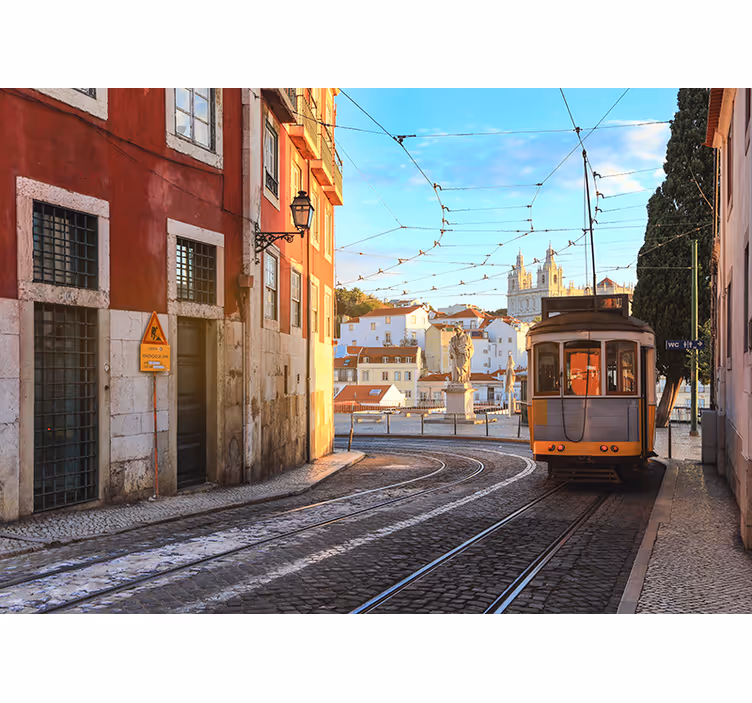 Tram Street Scene wall mural city - TenStickers