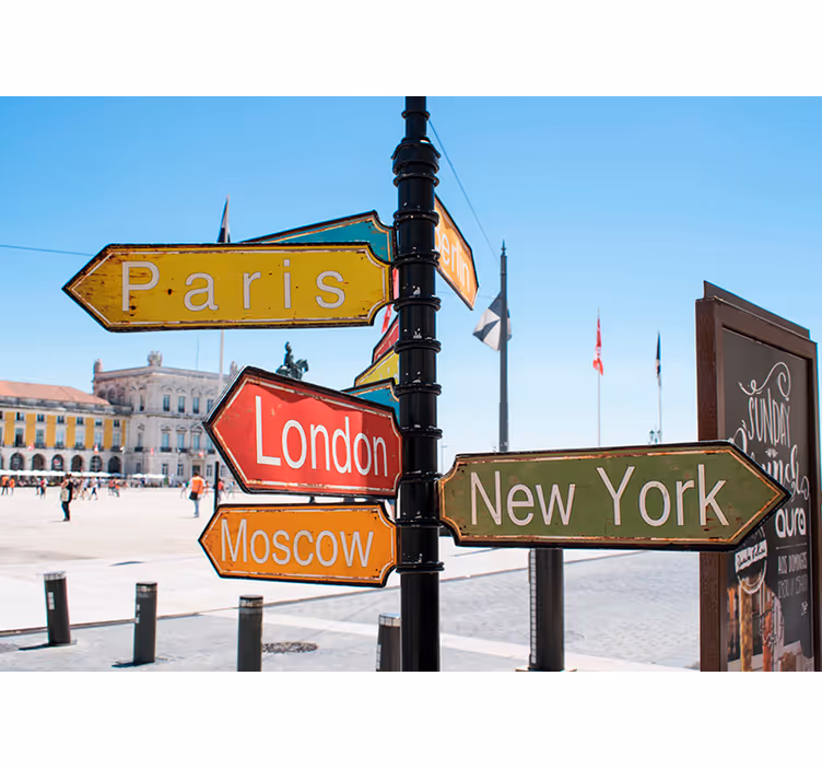 Travel Direction Signpost other wall mural city - TenStickers