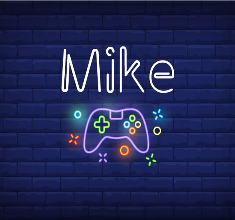 Console controller with neon light custom mural - TenStickers