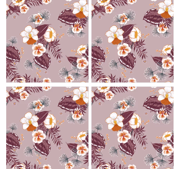 Texture coaster with floral design surface - TenStickers