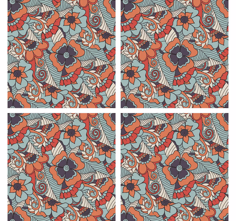Texture coaster floral print design - TenStickers