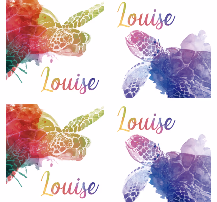 Colourful Turtle Coaster with Name - TenStickers