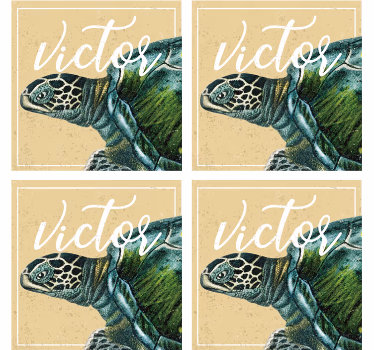 Customisable coasters turtle illustration with name - TenStickers