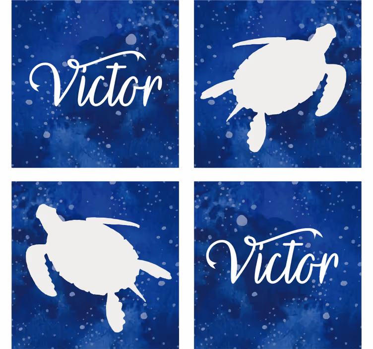 Customisable coasters blue turtle silhouette - TenStickers