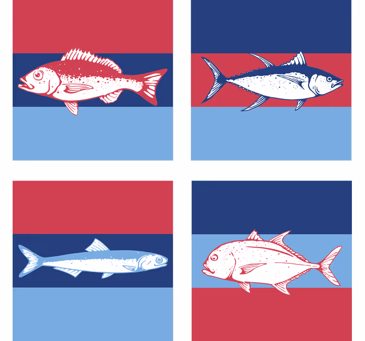 Stylized Fish Illustrations texture coaster - TenStickers