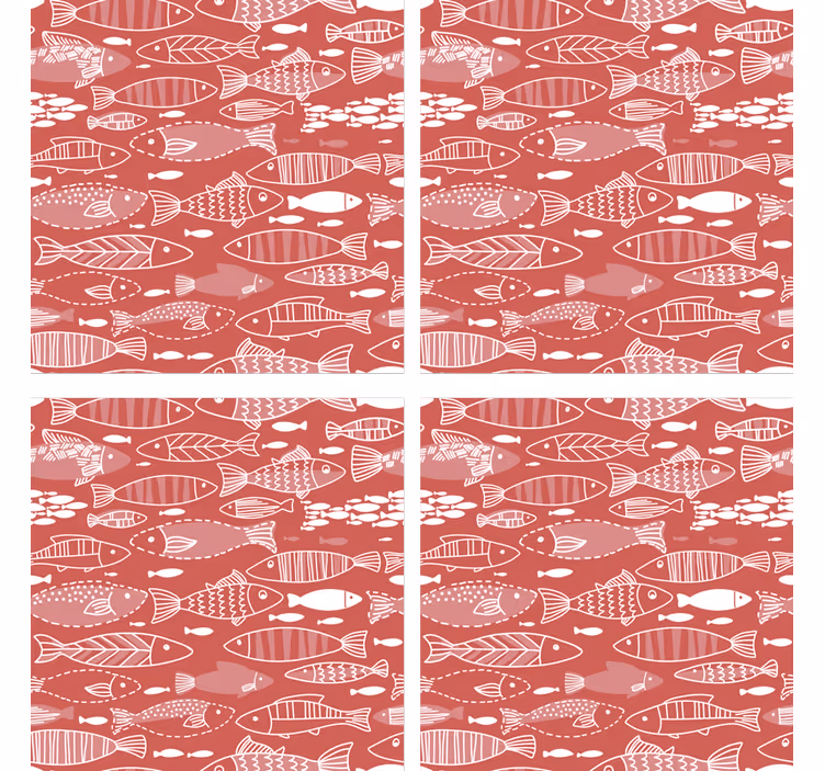 Awesome many fish under sea red fish coaster - TenStickers