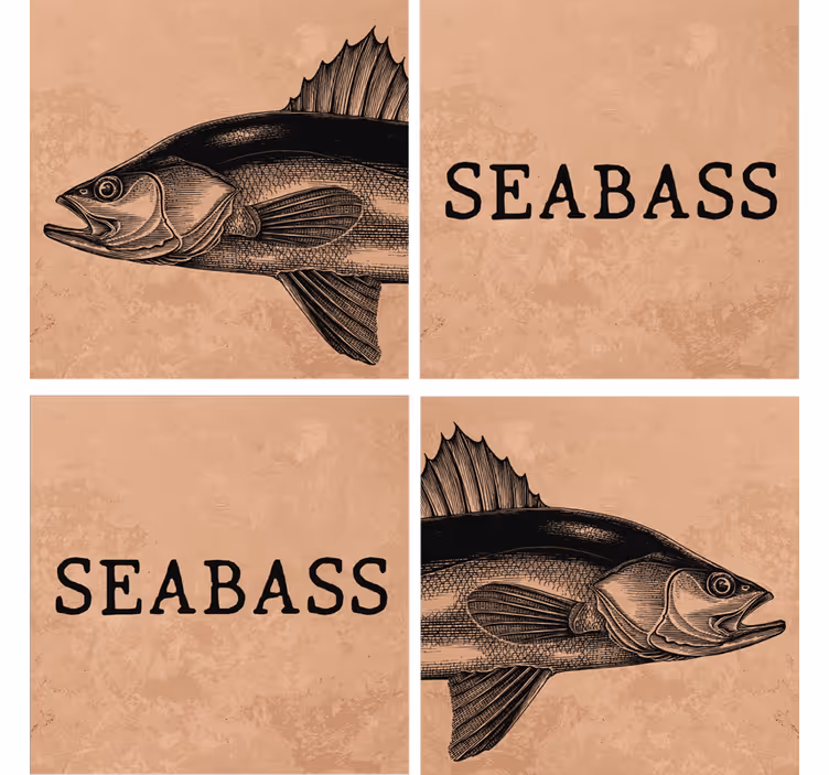Customisable coasters seabass illustration art - TenStickers