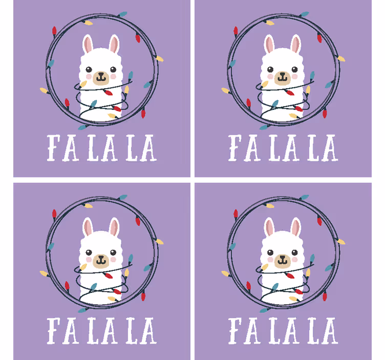 Christmas coasters whimsical llama festivity - TenStickers