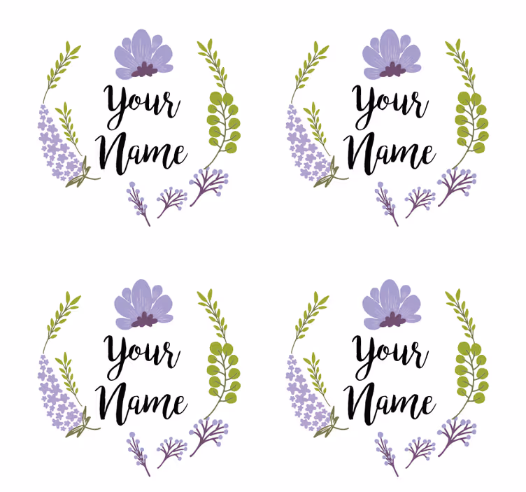 Customisable coasters floral personalized design - TenStickers