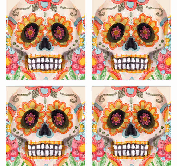 Halloween coasters colorful sugar skull design - TenStickers