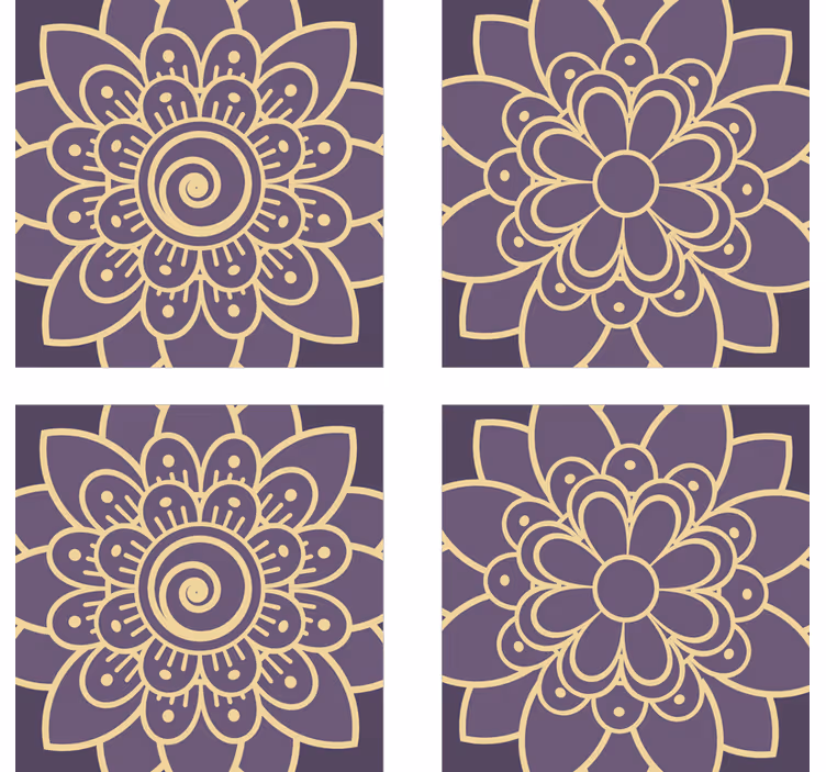 Texture coaster with floral golden designs - TenStickers