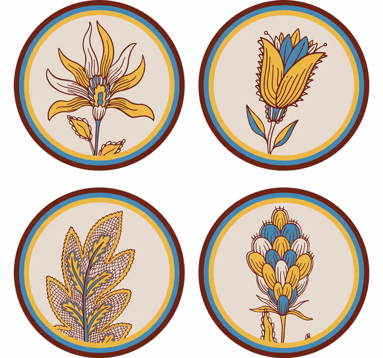Texture coaster floral pattern set - TenStickers