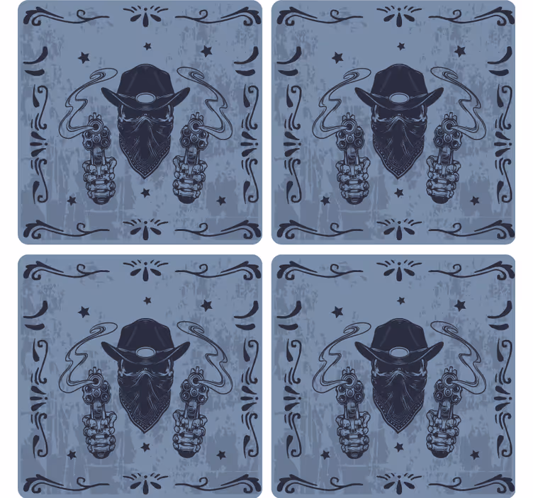 Geek coasters cowboy with dual guns - TenStickers