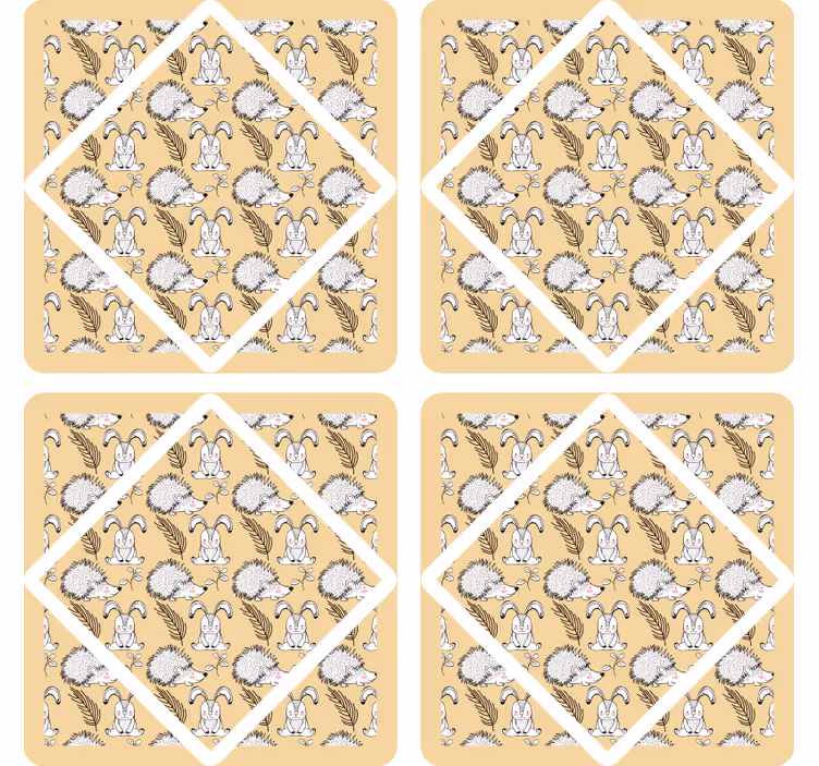 porcupine and rabbits drink coaster - TenStickers